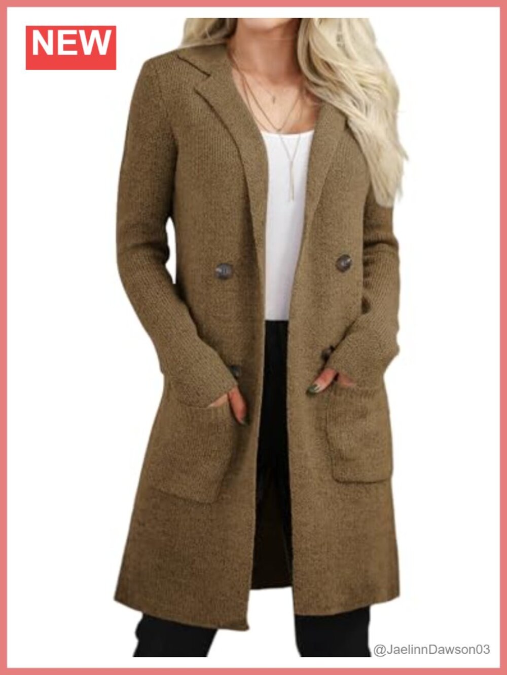 Open Front Long Cardigan Sweater Knit Coatigan with Pockets